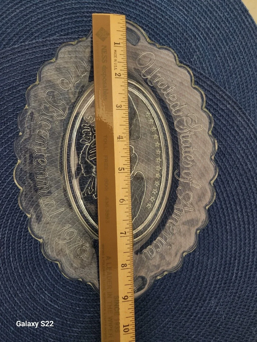 United States Of America Bicentennial 1776-1976 Clear Glass Serving Platter